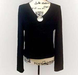 VTG 90s Lucidity O Ring Metallic Black Sweater Size L Made In Hong Kong